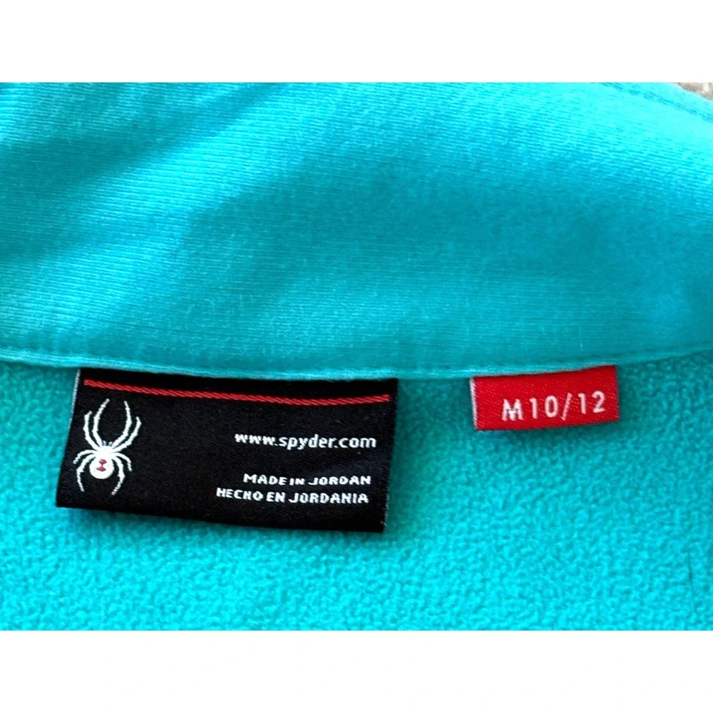 Spyder Active‎ Sports Kids Teal Textured Full-Zip Jacket Size 10/12 Youth Fleece